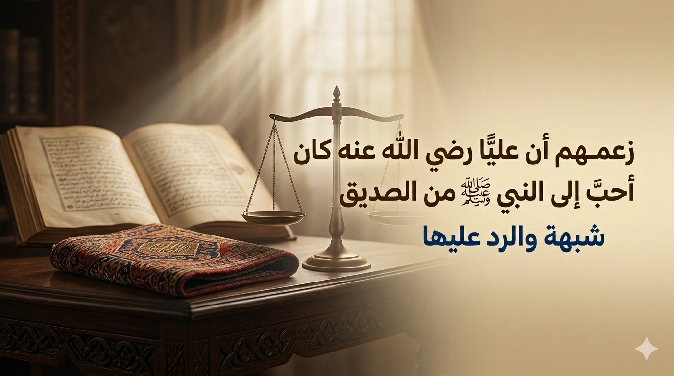 زعمهم أنَّ عليًّا رضي الله عنه كان أحبَّ إلى النبي ﷺ من الصديق