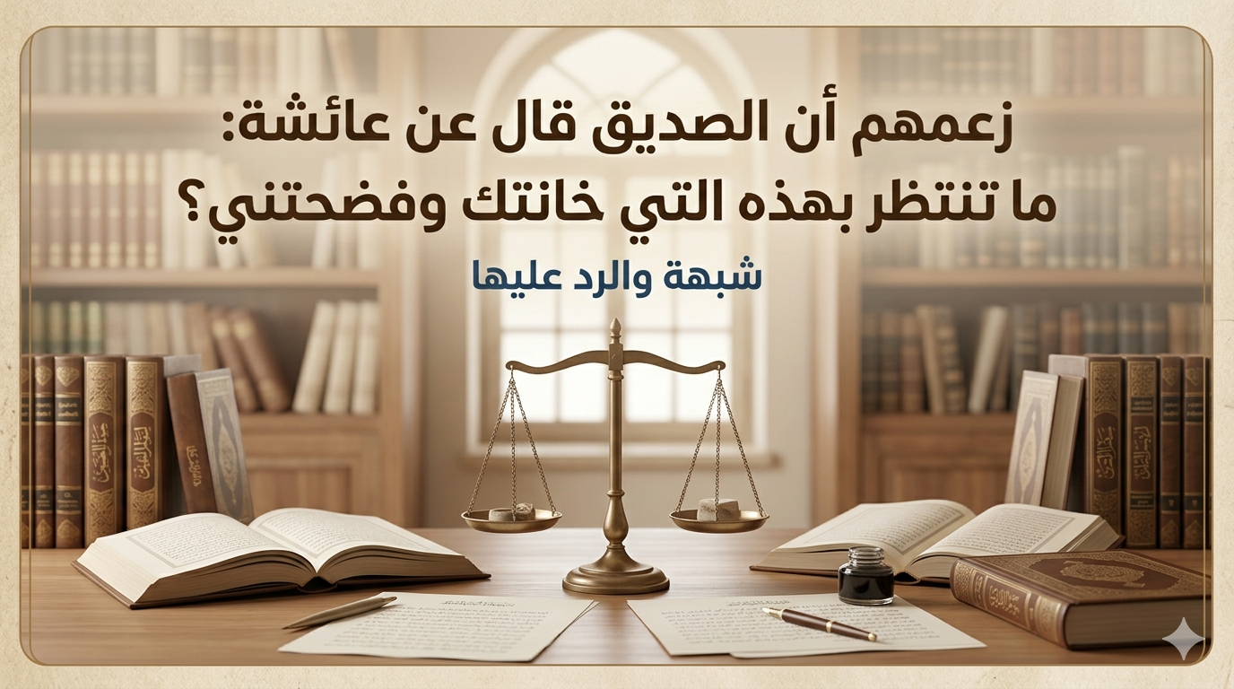 زعمهم أنَّ الصديق قال عن عائشة: «مَا تَنْتَظِرُ بِهَذِهِ الَّتِي خَانَتْكَ وَفَضَحَتْنِي؟»