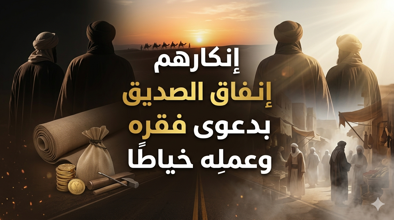 إنكارهم إنفاق الصديق بدعوى فقرِه وعملِه خياطًا