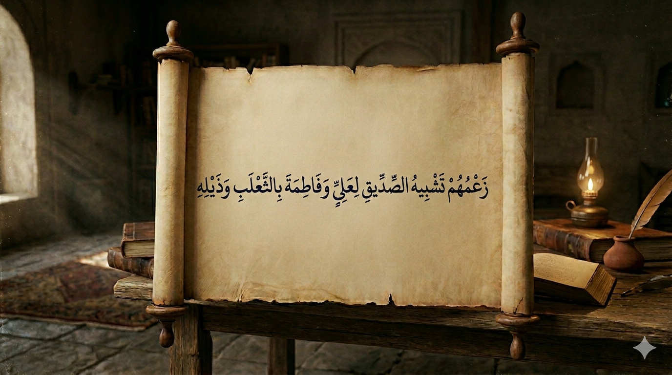 زعمهم تشبيه الصديق لعلي وفاطمة بالثعلب وذيله