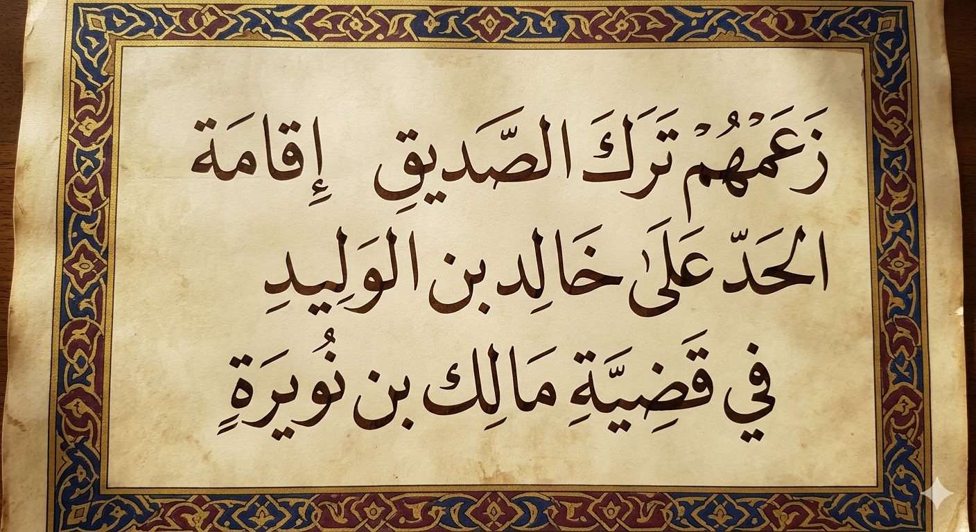 زعمهم ترك الصديق إقامة الحد على خالد بن الوليد في قضية مالك بن نويرة