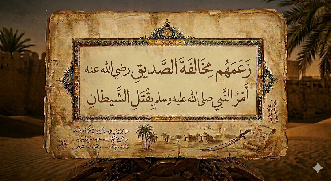 زعمهم مخالفة الصديق رضي الله عنه أمر النبي صلى الله عليه وسلم بقتل الشيطان