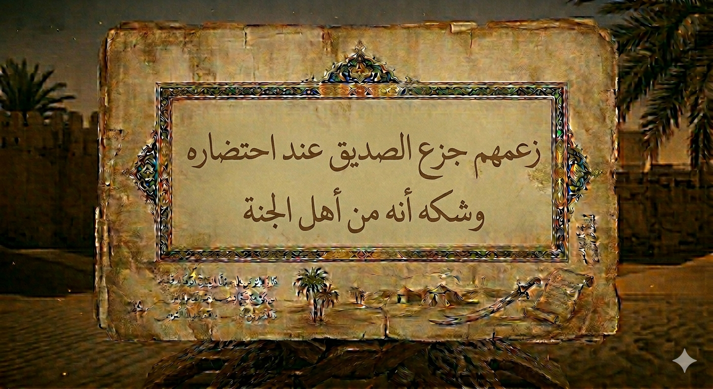 زعمهم جزع الصديق عند احتضاره وشكّه أنه من أهل الجنة