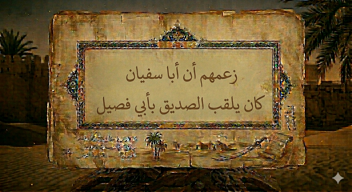 زعمهم أن أبا سفيان كان يلقب الصديق بأبي فصيل ولا يرتضيه للخلافة