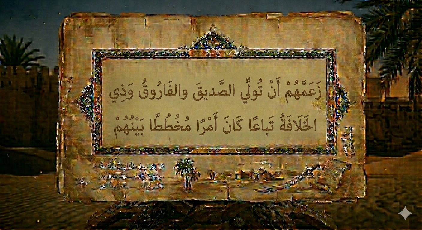 زعمهم أن تولي الصديق والفاروق وذي النورين الخلافة تباعًا كان أمرًا مخططًا بينهم