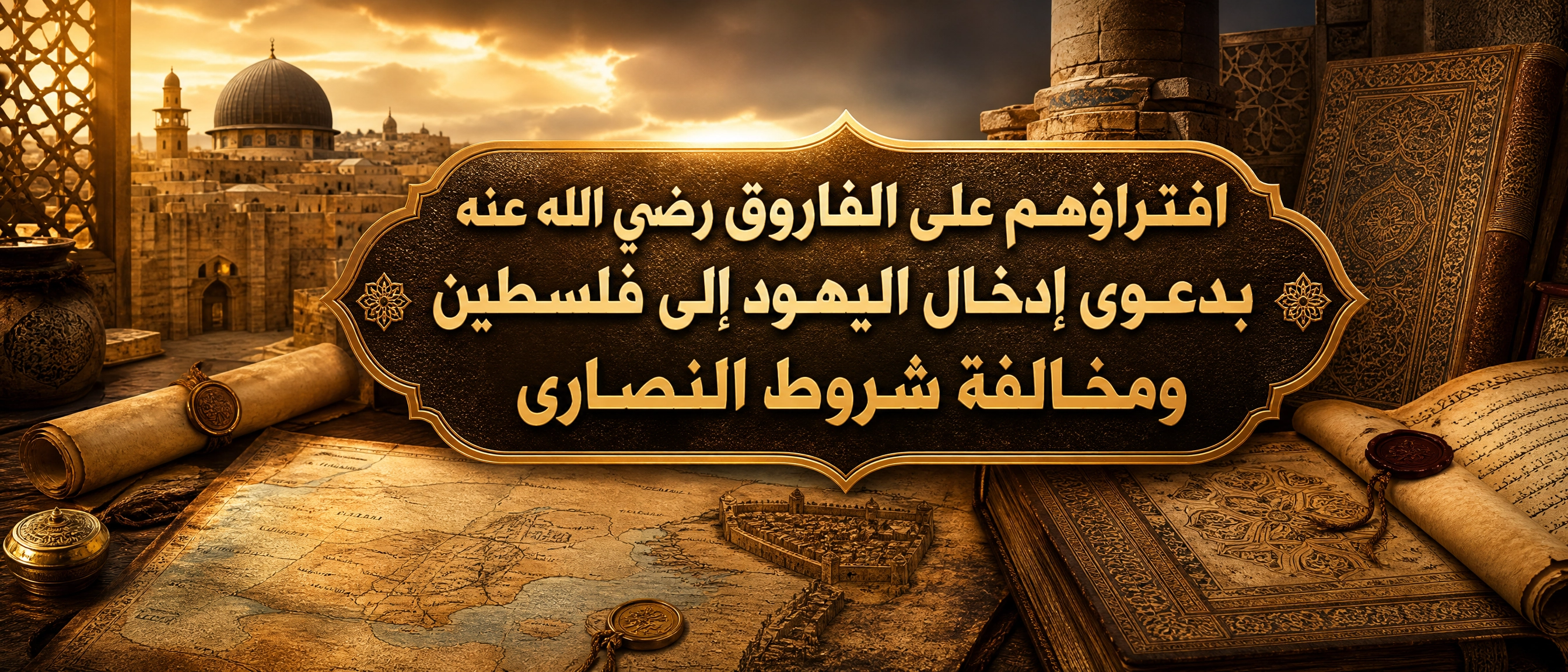 افتراؤهم على الفاروق رضي الله عنه بدعوى إدخال اليهود إلى فلسطين ومخالفة شروط النصارى