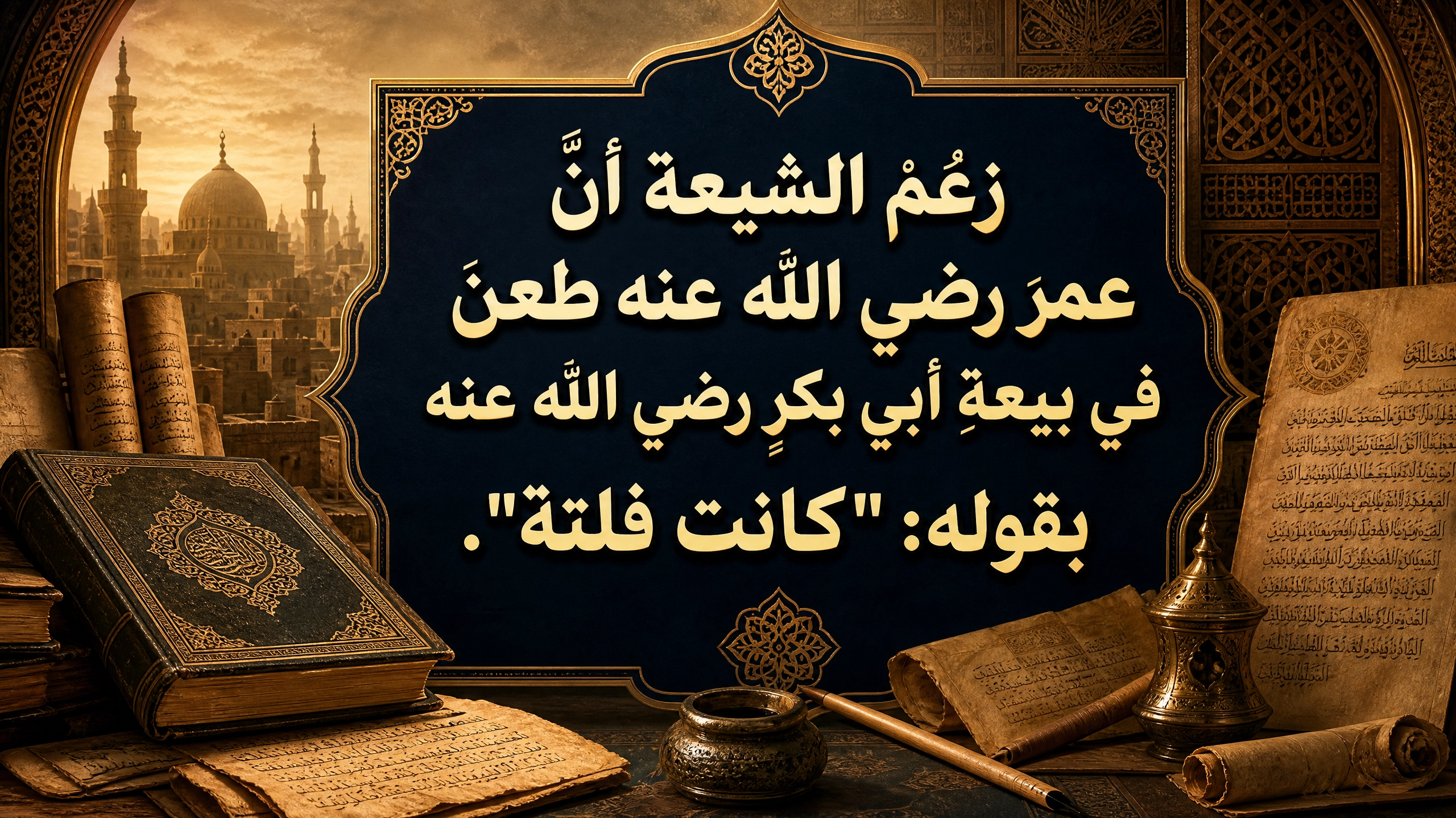 زعم الشيعة أن عمر رضي الله عنه طعن في بيعة أبي بكر رضي الله عنه بقوله: «كانت فلتة»