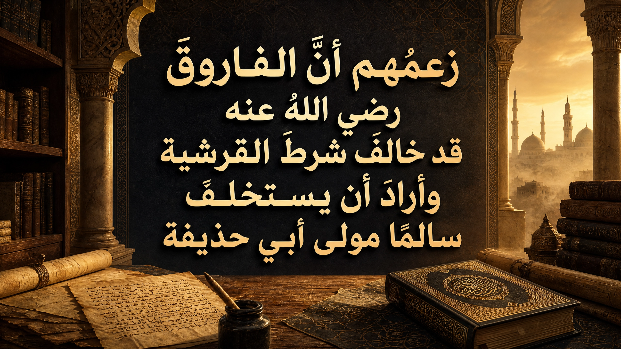 زعمهم أن الفاروق رضي الله عنه قد خالف شرط القرشية وأراد أن يستخلف سالِمًا مولى أبي حذيفة