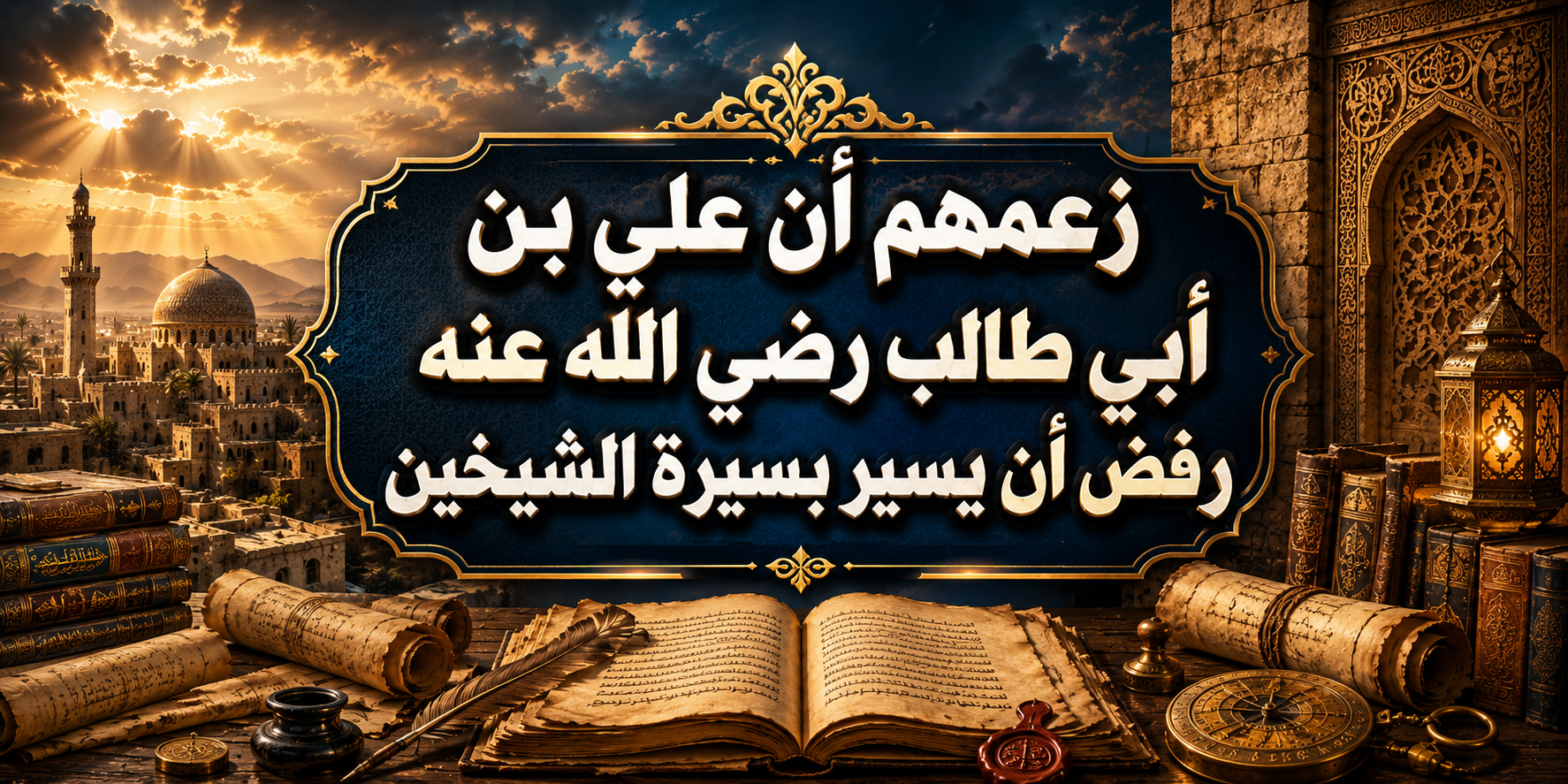زعمهم أن علي بن أبي طالب رضي الله عنه رفض أن يسير بسيرة الشيخين