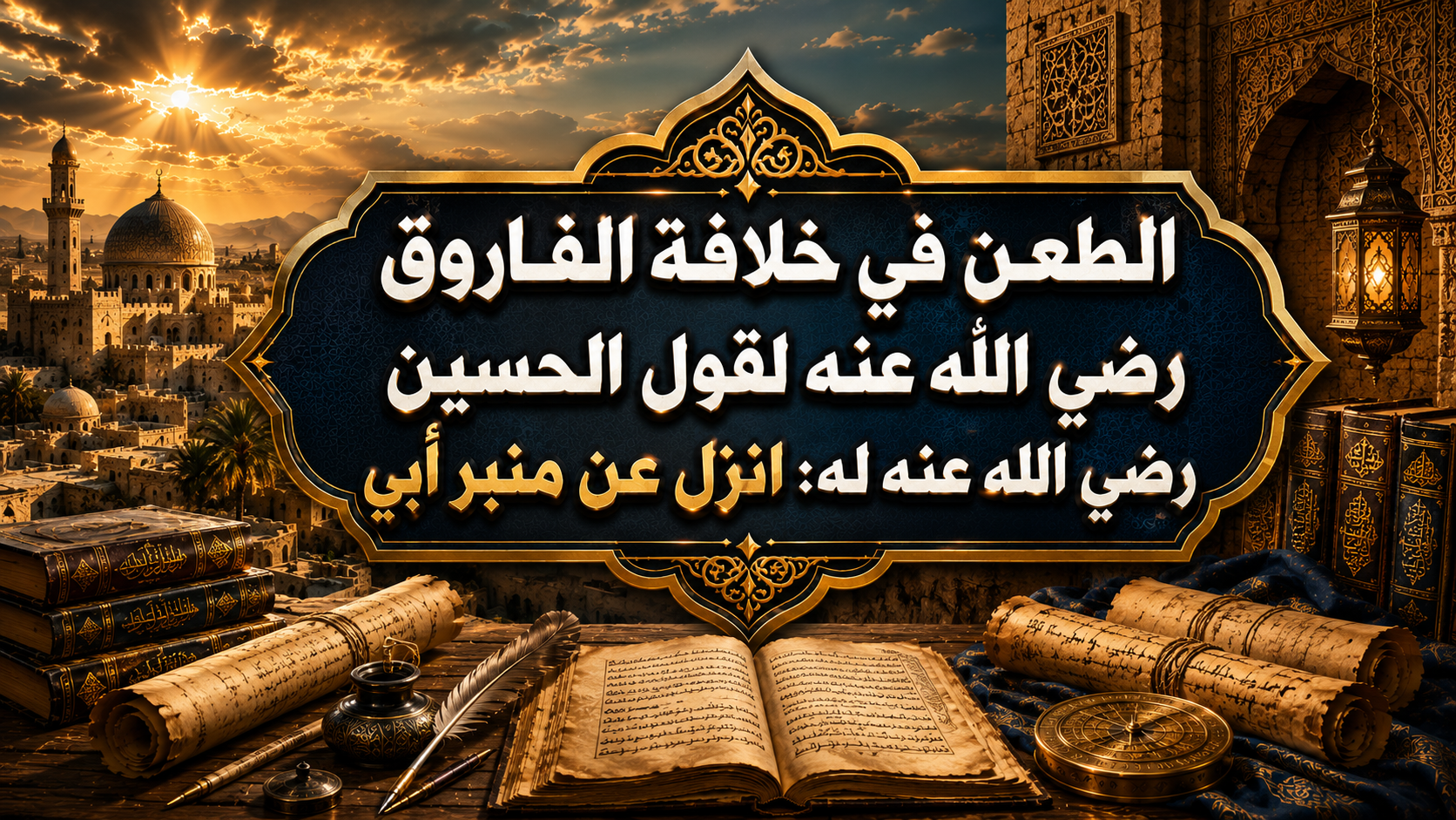 الطعن في خلافة الفاروق رضي الله عنه لقول الحسين رضي الله عنه له: «انزل عن منبر أبي»