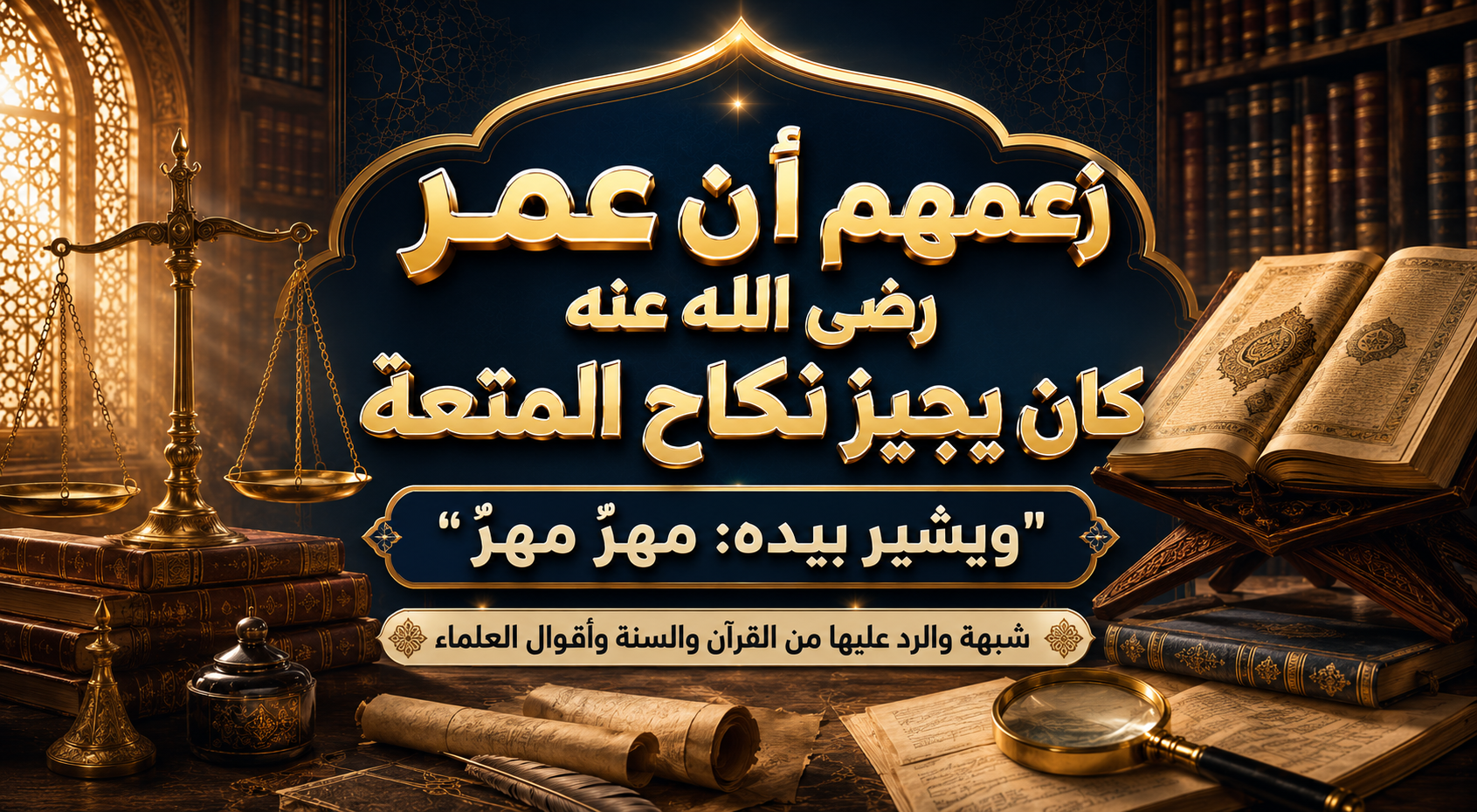 زعمهم أن عمر رضي الله عنه كان يجيز نكاح المتعة: «ويشير بيده: مهرٌ مهرٌ»
